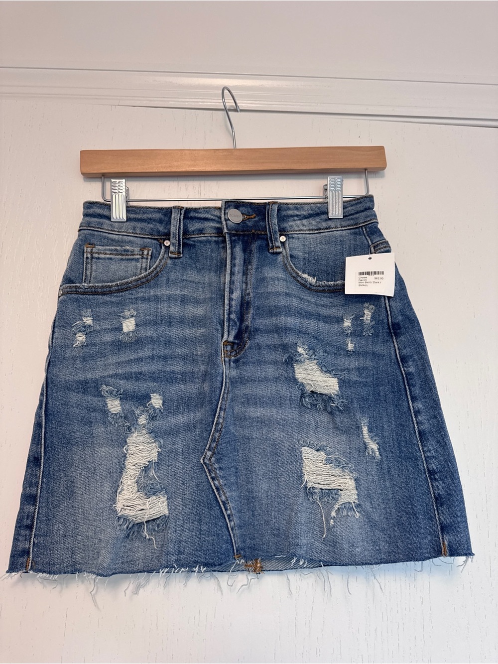Distressed Denim Mini Skirt